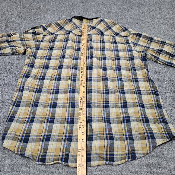 Noble Outfitters‎ Flannel Shirt Mens XL Tall Yellow Blue Plaid Cotton Workwear - Picture 2 of 6